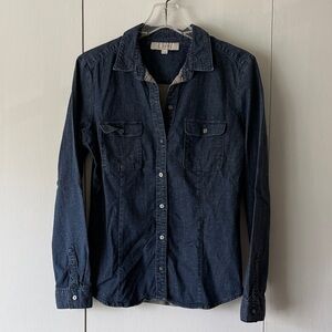 LOFT Dark Blue Casual Button Down Shirt